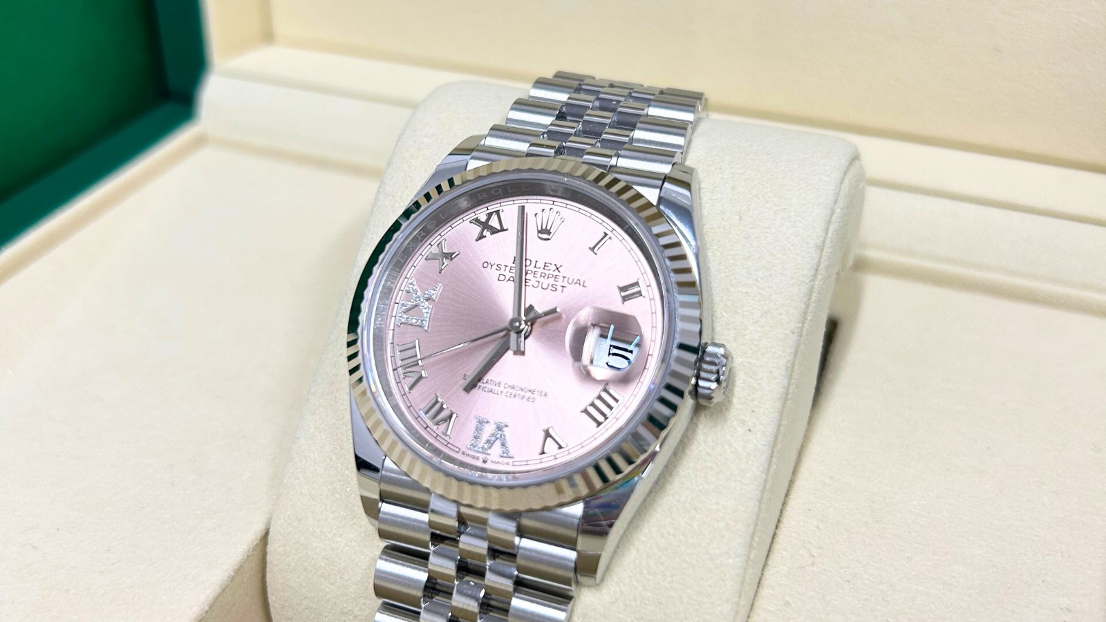 ロレックス　デイトジャスト　126234G　SS×WG/AT　ピンク文字盤