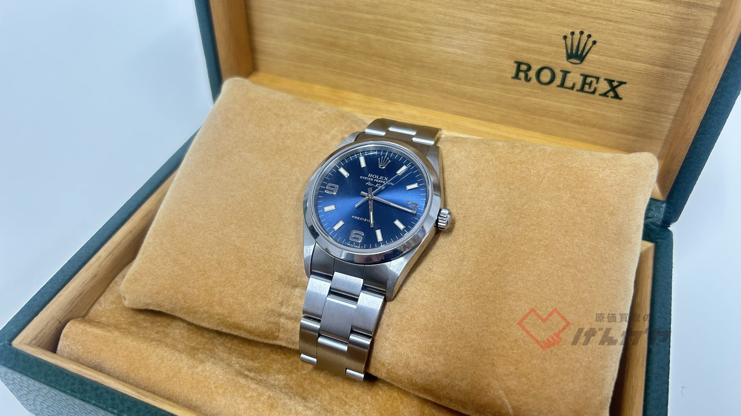 ロレックス　エアキング　14000　SS/AT　ブルー文字盤